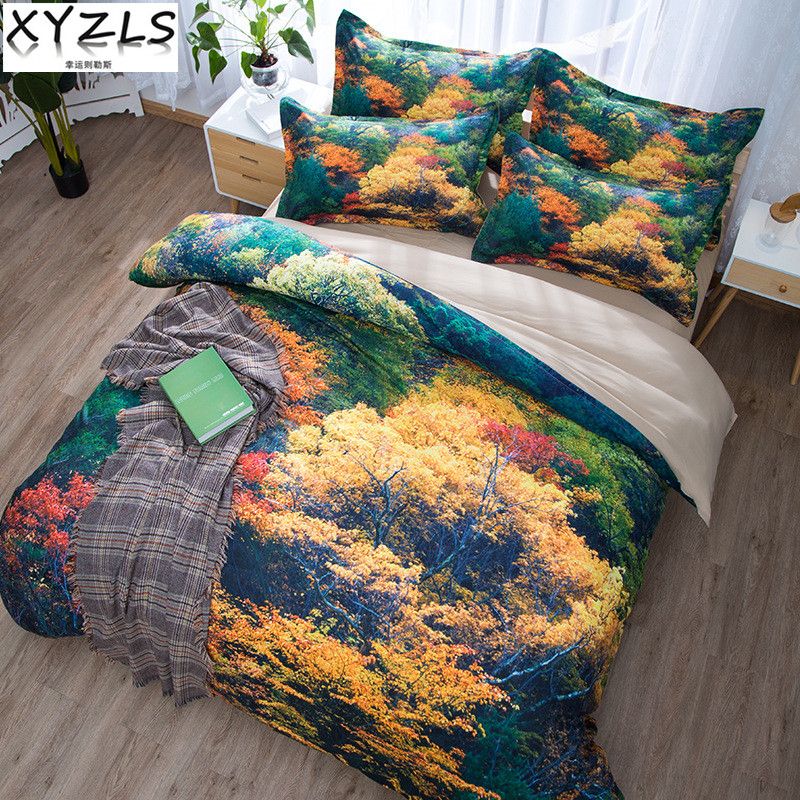 Xyzls Nature Us Au Uk Queen Bedding Set Beauty Forest Bedclothes Autumn Scenery Home Twin Full King Double S Kit
