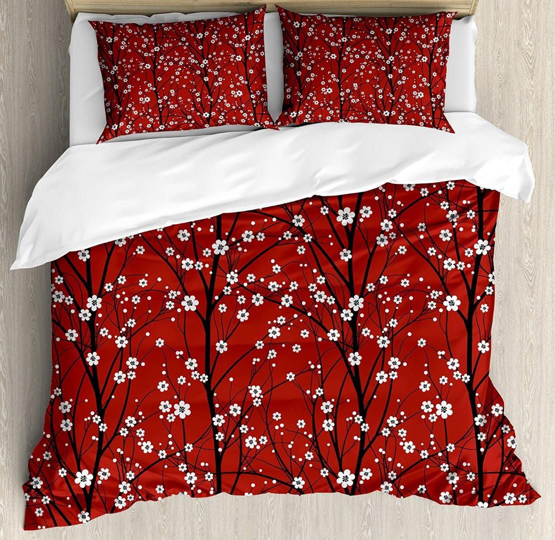 Fl Duvet Cover Set Cherry Blossom Tree Branches Beauty Japanese Fl Duvet Cover Set Cherry Blossom Tree Branches Beauty Japanese Traditional Folk Eastern Petals Bedding Sets King Size Comforter From