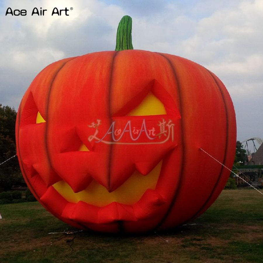 Newly Designed Halloween Decoration Inflatable Pumpkin Model Air Balloon Cushaw Replica With Smile For Sale