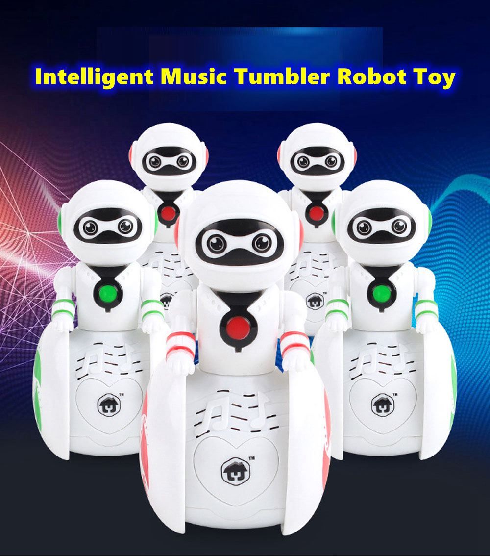 smart music tumbler robot cartoon kids toys multi function light robot music