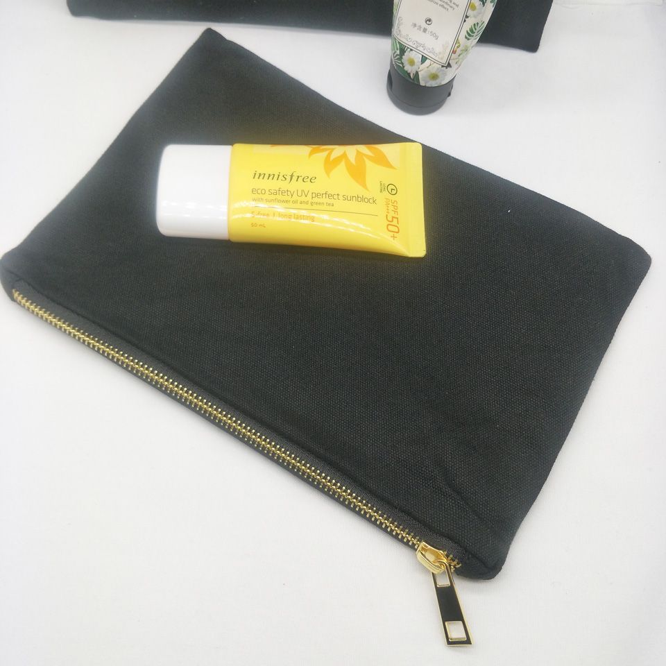Buy Best And Latest BRAND 7x10in 12oz Black Cotton Canvas Makeup Bag