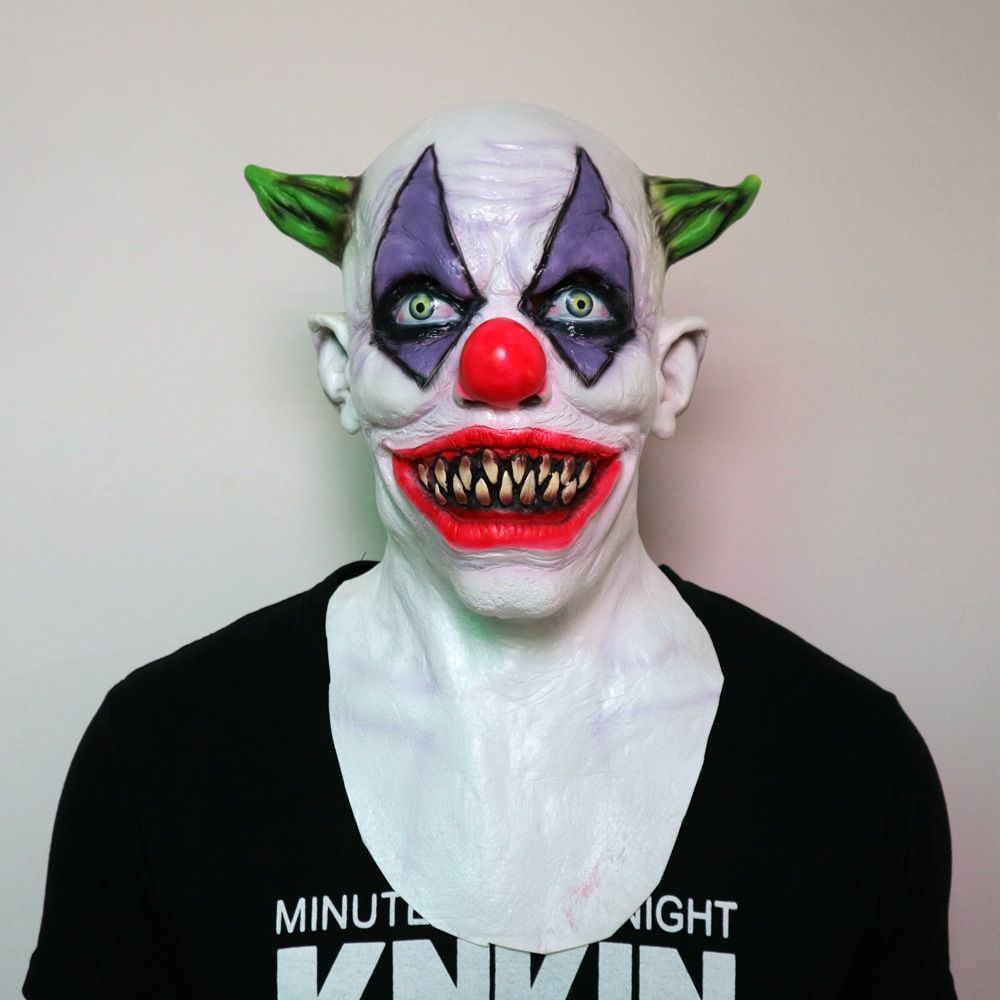 evil scary halloween joker clown mask rubber latex full face green