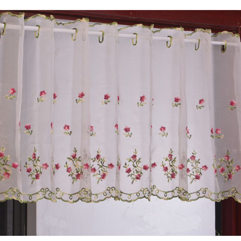 Embroidered Floral Short Curtains For Kitchen Valance Pelmet Voile ... Embroidered Floral Short Curtains For Kitchen Valance Pelmet Voile ...