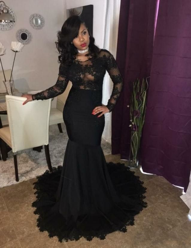 black mermaid prom dresses 2019