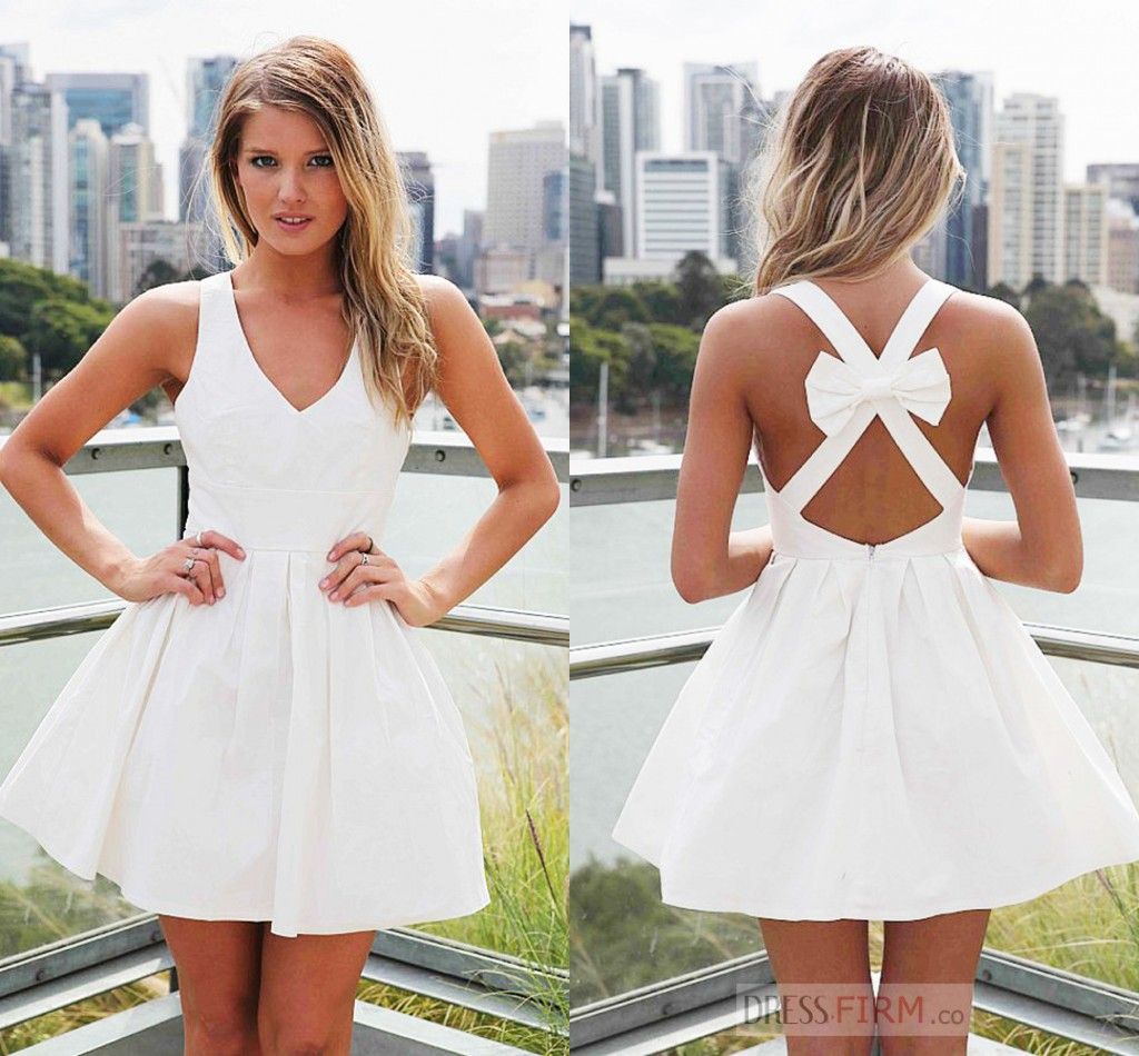 simple white graduation dresses