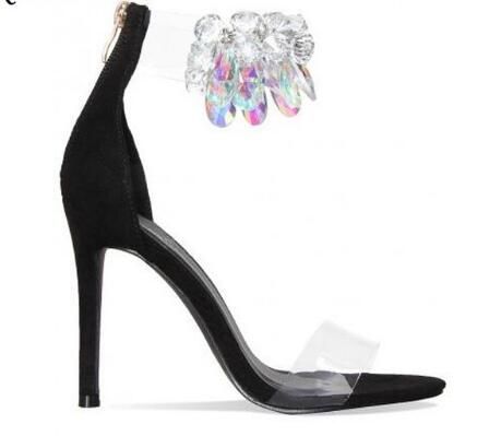 clear strap diamond heels