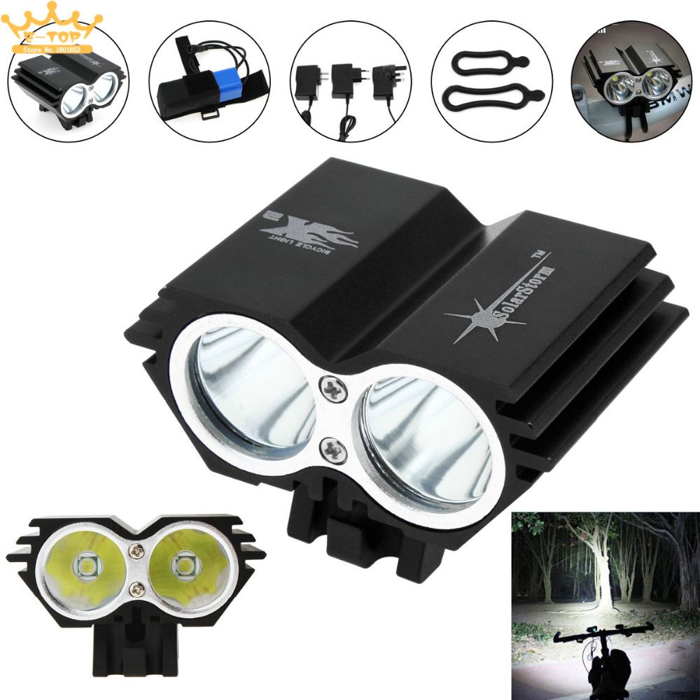 SolarStorm 5000LM X2 XM-L T6 Waterproof Bicycle LED Headlight with Battery US