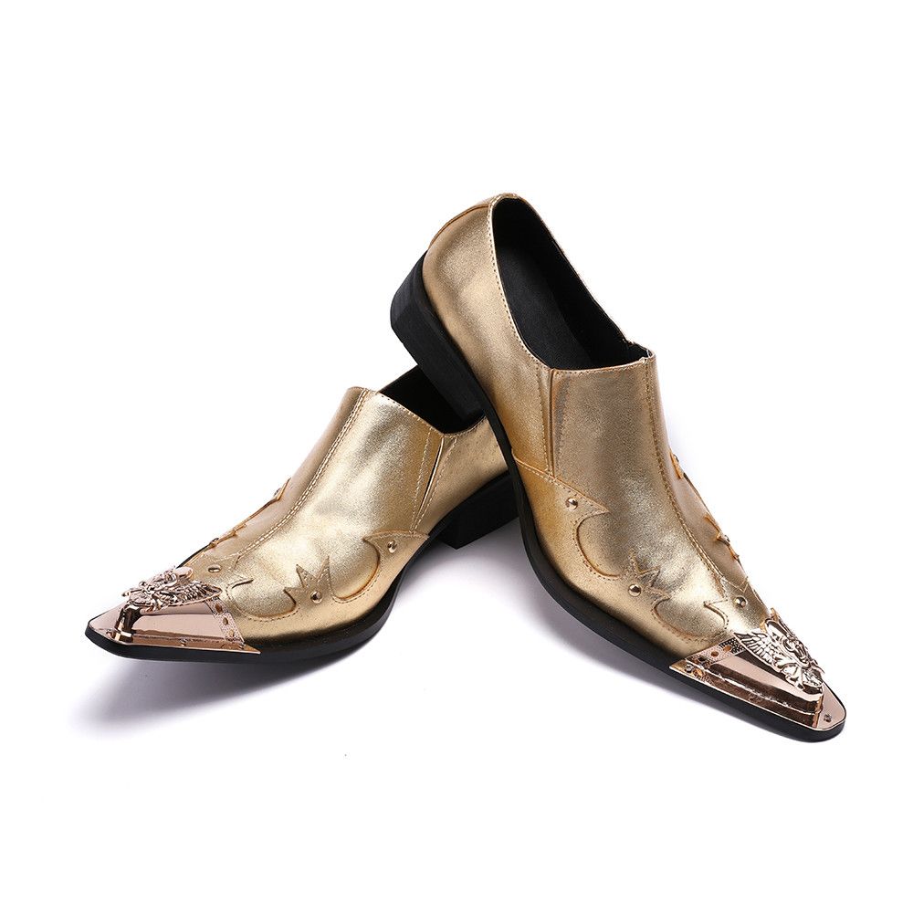 gold slip on dress shoes