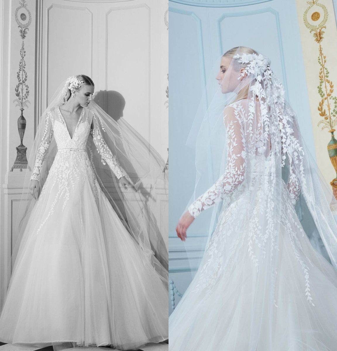 Discount 2019  Elie  Saab  Wedding  Dresses  V Neck Lace 