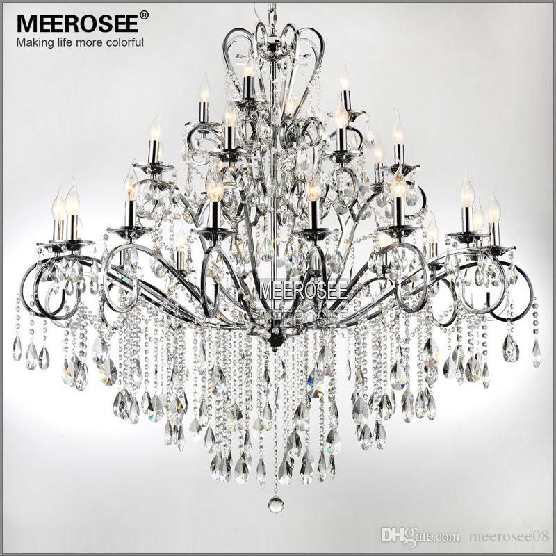 Large 28 Arms Wrought Iron Chandelier Crystal Light Fixture Chrome Large 28 Arms Wrought Iron Chandelier Crystal Light Fixture Chrome Re De Sala Hanging Lamp For Living Room Md051 L28 Outdoor Lighting