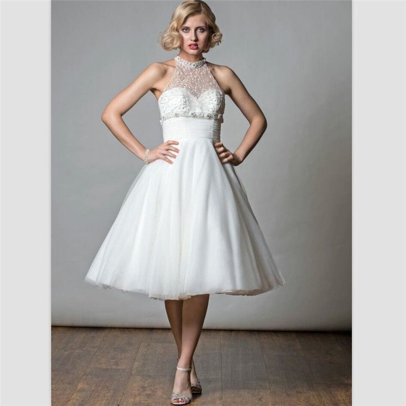 Cortos Del Mangas Sin De Vestidos Organza Compre Boda Halter wxqftCvT7W