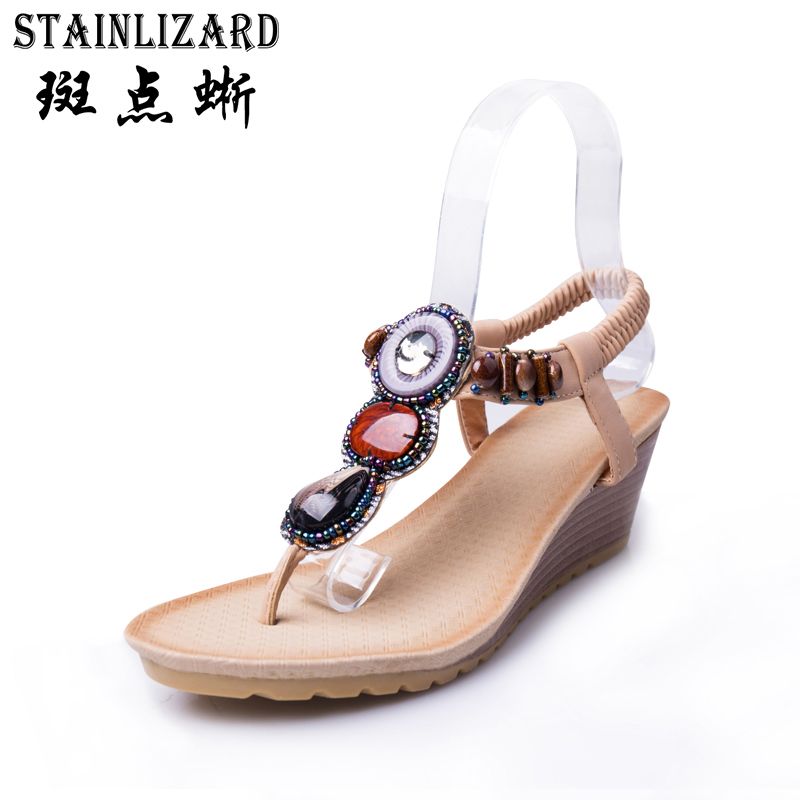 Nouvelle Été Des Perlé Pente Tongs Main Sandales Bt531 Femmes Mode Bohème Chaussures 2017 Avec XnOP0wk8
