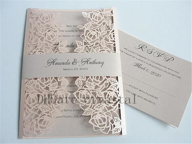 2018 Gorgeous Floral Invite Fancy Laser Cut Wedding Invitation