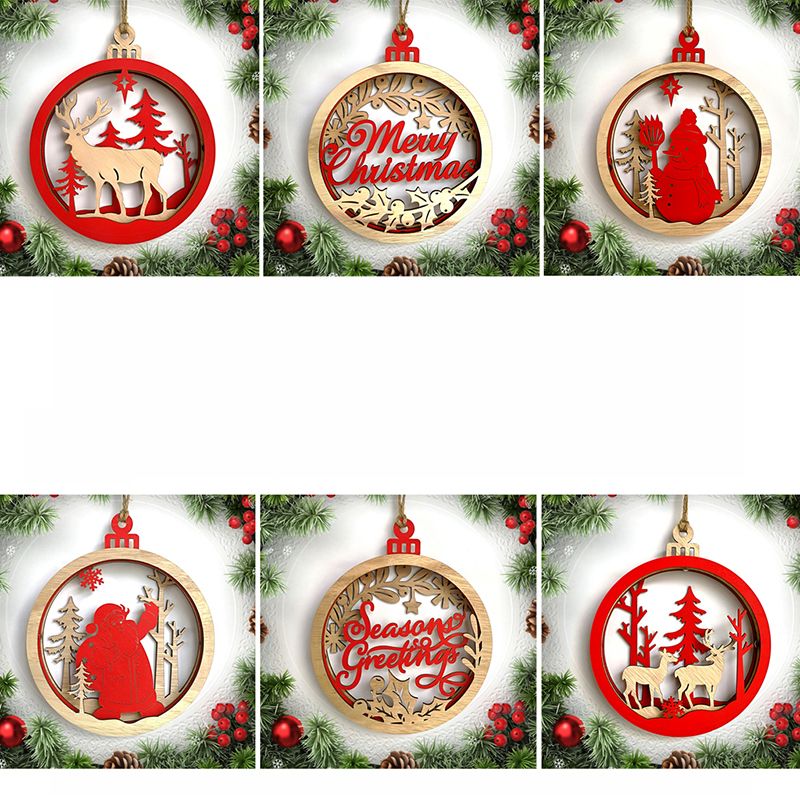  Laser  Cut  Wood Christmas  Ornaments Large Round Engraved 