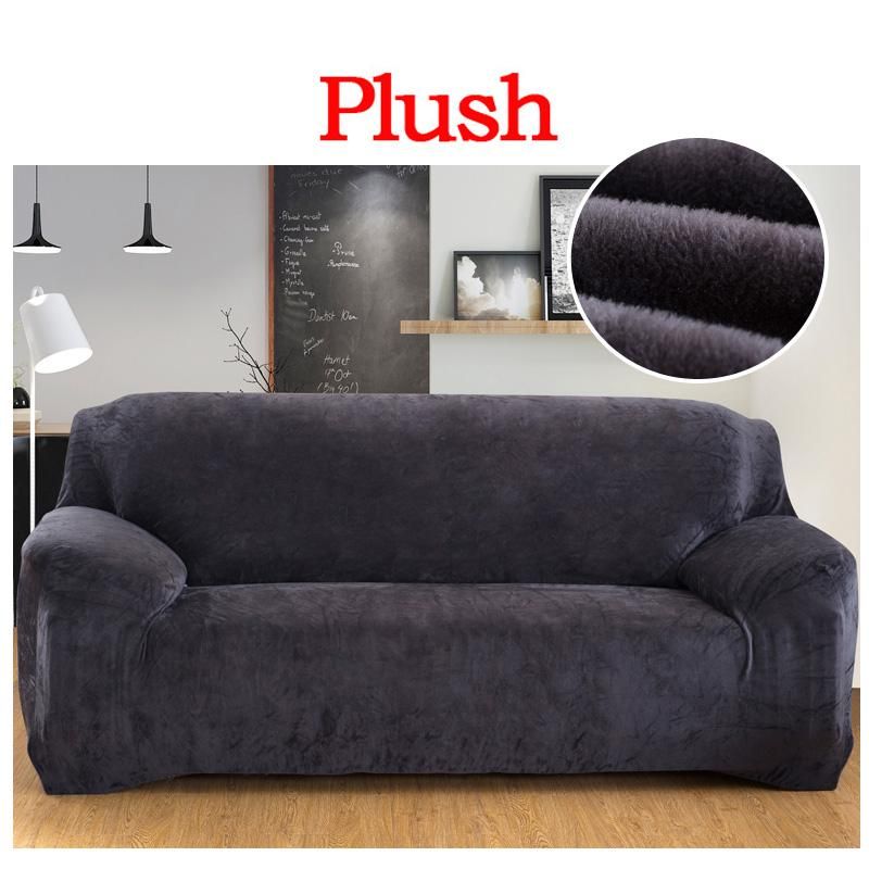 Elastic Slipcover Solid Color Plush Stretch Sectional Sofa Covers Elastic Slipcover Solid Color Plush Stretch Sectional Sofa Covers For 2 Seater Corner Couch Cover Seat Dining Chairs