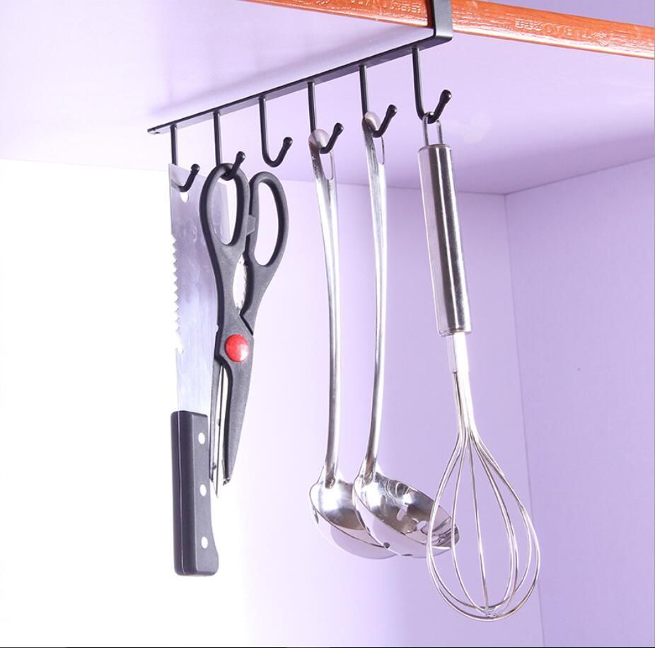 Whole Black White Creative Steel Kitchen Utensil Rack Shelf Organizer Storage Hanger Hooks For Cooking Tools Soup Ladle Dish Shovel