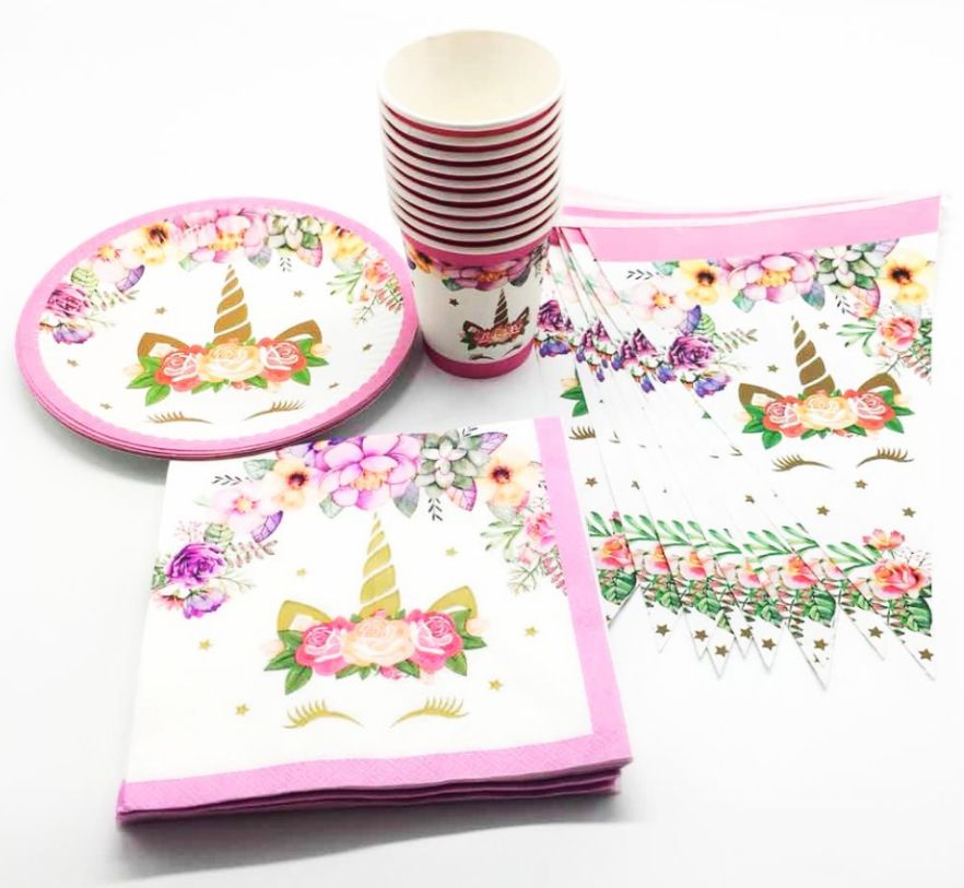 2019 Unicorn Theme Cartoon Party Decorations 7 Inches Plate Paper