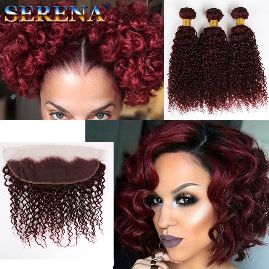 20 Burgundy 20j Hair Curly Weave Crochet Hair Extension Water Wave Bulk  Hairs With Frontal Crochet Braids Brazilian Hair 20 Bundles With Closure  From ...