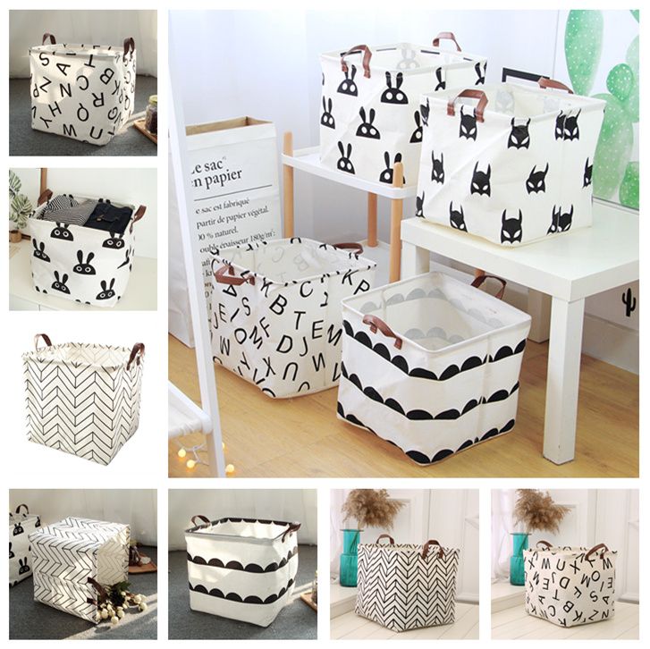 Collapsible Fabric Laundry Basket Foldable Canvas Hamper Dirty Large Bag Toy Storage Le36