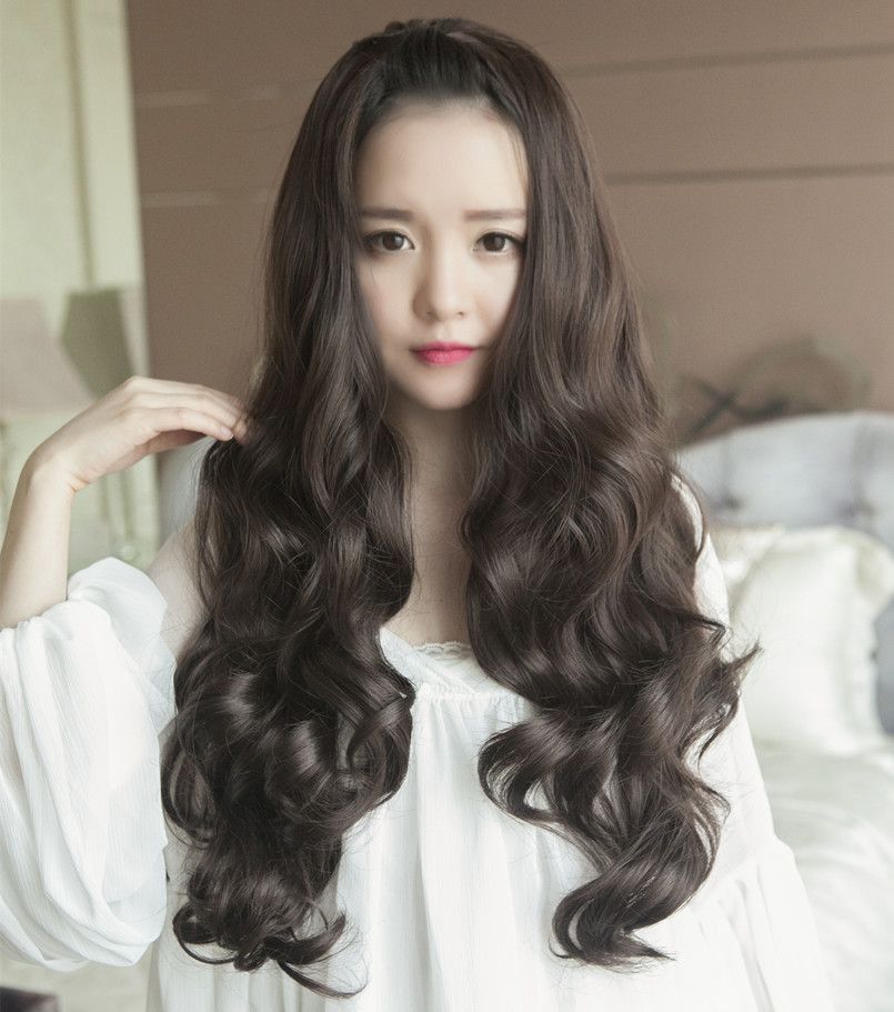 long curly wig is natural wavy hair half a head natural lady wig