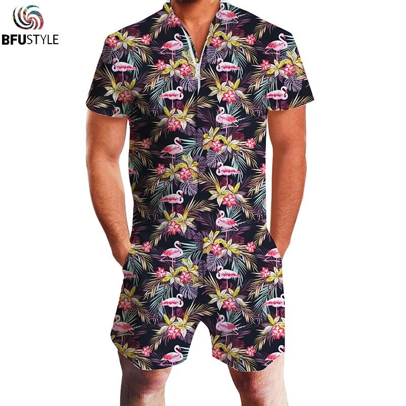 mens floral jumpsuit