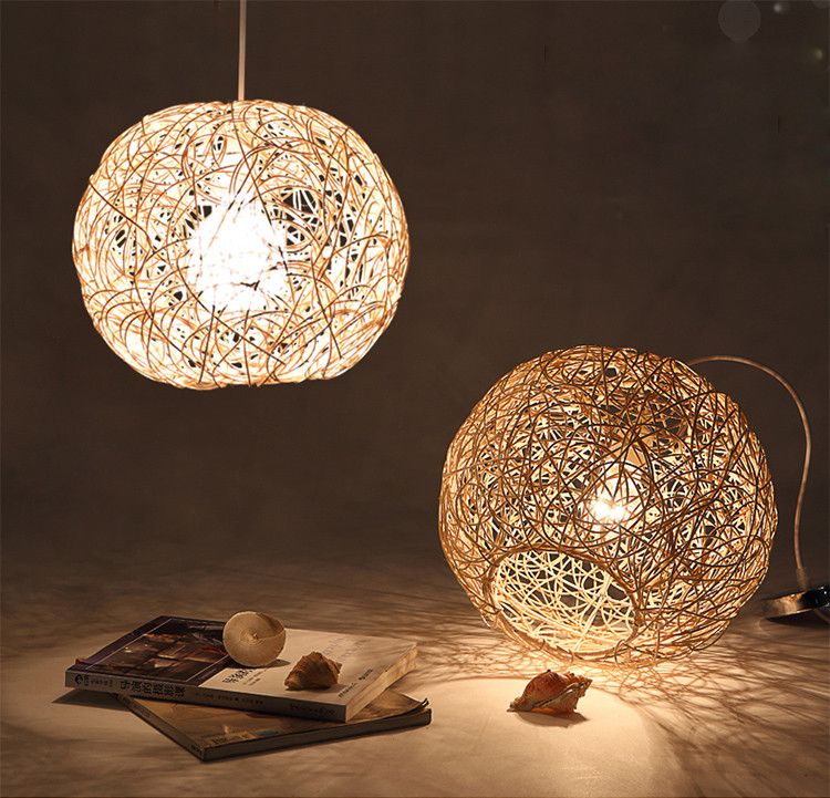 Modern Ball Shape Rattan Handmade Led Hanging Light With E27 Modern Ball Shape Rattan Handmade Led Hanging Light With E27 Pendant Lamp For Holiday Xmas Garland Wedding Party Semi Flush Ceiling Lights Contemporary