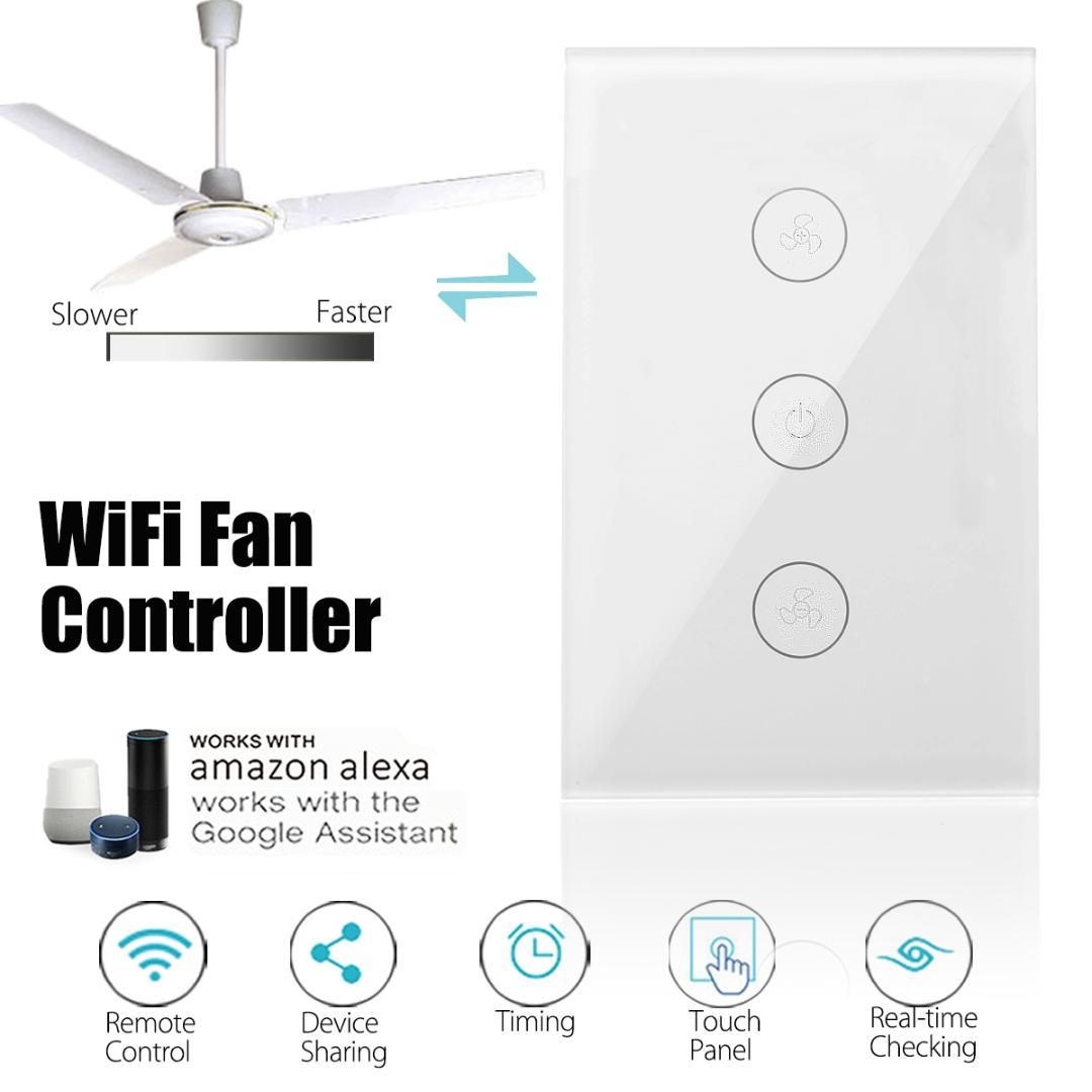 Us Standard 10a Wifi Smart Wall Switch Ceiling Fan Controller Touchs Us Standard 10a Wifi Smart Wall Switch Ceiling Fan Controller Touchs Speed Panel Work With Alexa Google Home 400w Homes Automation System