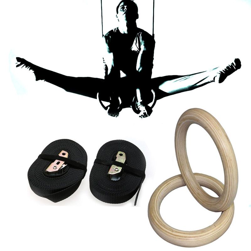 new wooden 28mm exercise fitness gymnastic rings gym exercise