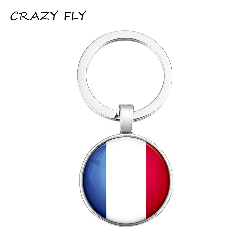 CRAZY Fashion Chaveiro Mini Keychain France Flag Pattern Key Chain