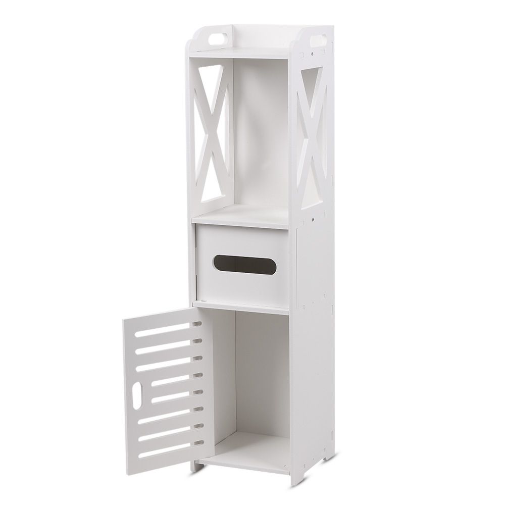 Compre Gabinete De Piso De Baño Organizador De Almacenamiento Blanco