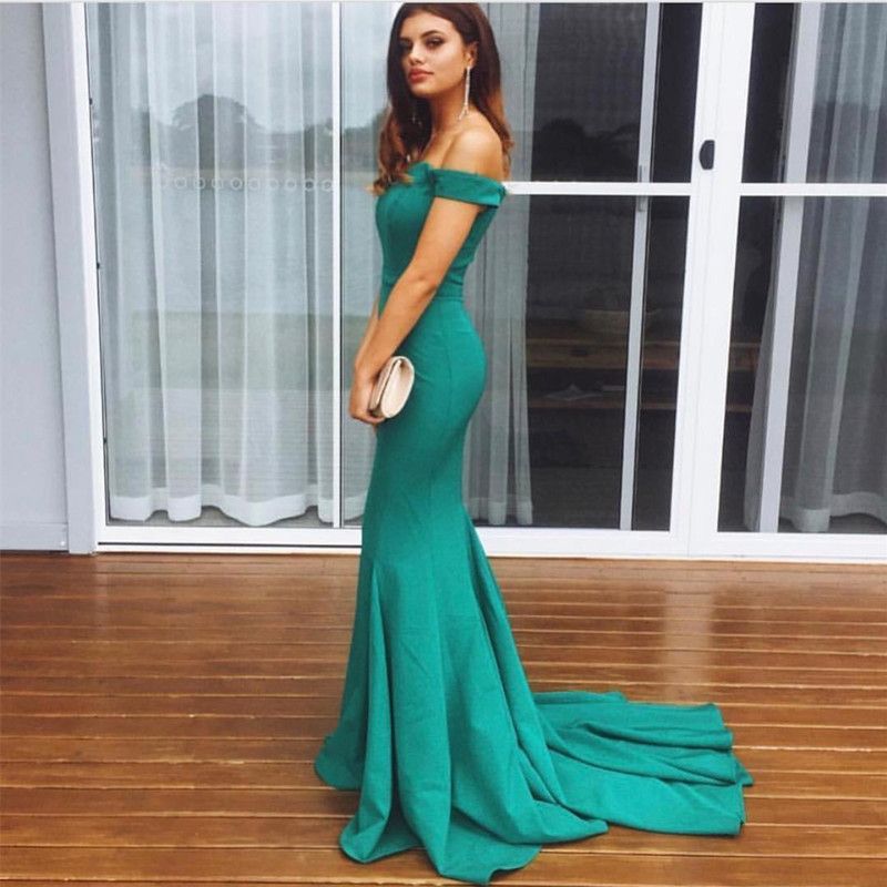 Semplici Abiti Da Sera Verde Smeraldo Lunghi Sirena Spalla Scollata Chiffon  Vestito Da Promenade Sweep Treno Abiti Da Sera Su Misura Online Da 81,78 €  | DHgate Italy