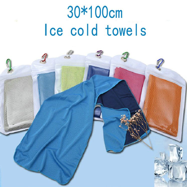 30*100cm Two Colour Ice Cold Towel Cooling Summer Sports Exericise Cool