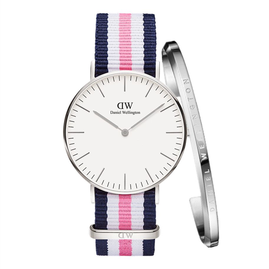 Fashion Colorful Nylon Watches Set Bracelet & Watch Unisex Watches WD