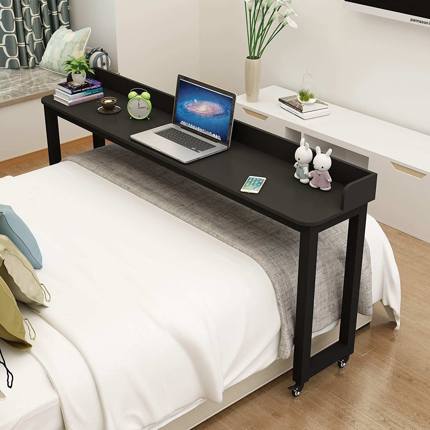 Overbed Table On Wheels Rolling Bed Table Over The Bed Table Laptop Cart Laptop Desk Mobile Desk Computer Desk For Bed