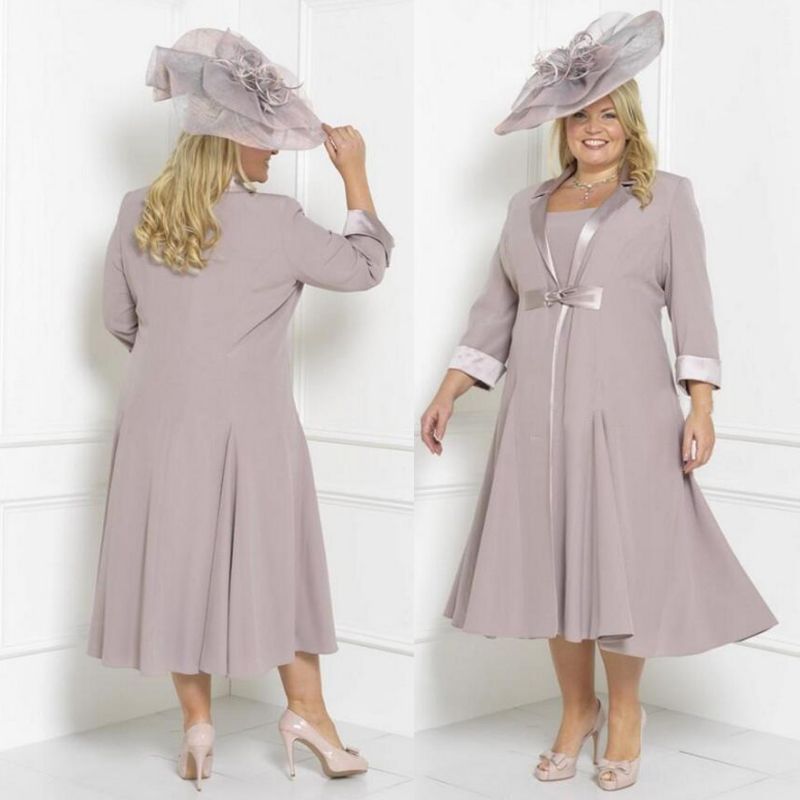 compre chiffon madre de la novia vestidos longitud escote redondo