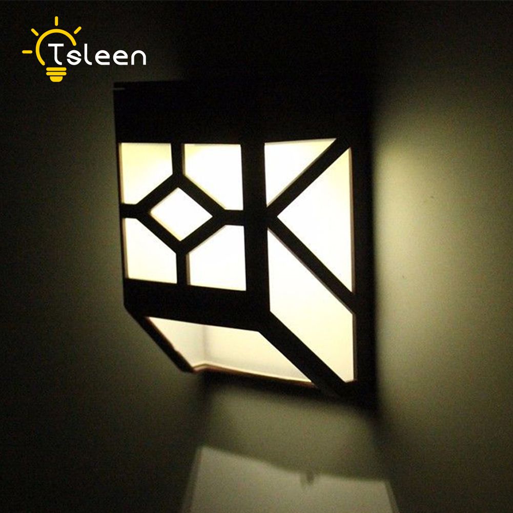 Tsleen 2x Solar Powered Wall Mount Led Light Garden Path Outdoor Fence Yard Lamp Outside Lights Lanterns