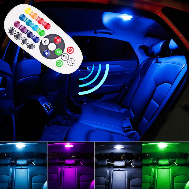 2019 Remote Control Car Interior RGB LED Car Reading Light DC 12V T10