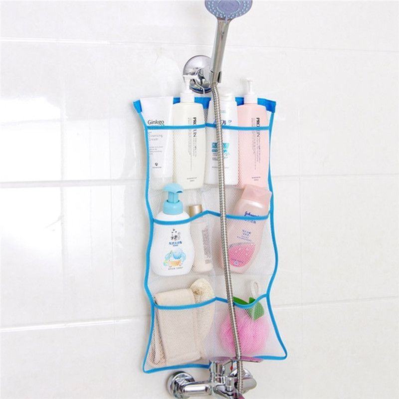 2018 Green Mesh Bath Shower Organizer 6 Storage Pockets Hanging 2018 Green Mesh Bath Shower Organizer 6 Storage Pockets Hanging Caddy Bathroom Accessories Space Saving Toy Home Supplies From Dhgatejiaju