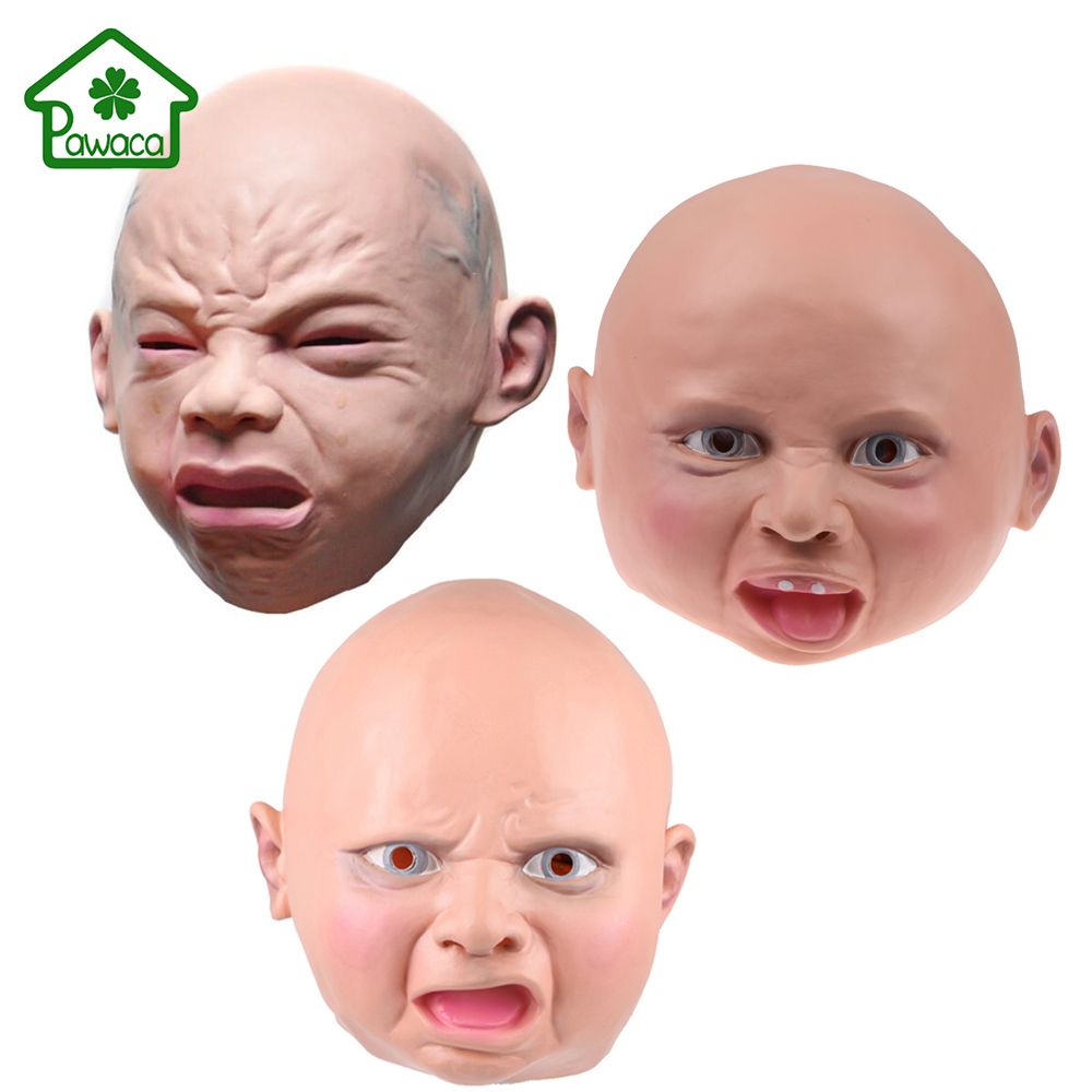 Crying Baby Full Face Mask Latex Adults Scary Horror Weeping Old Baby