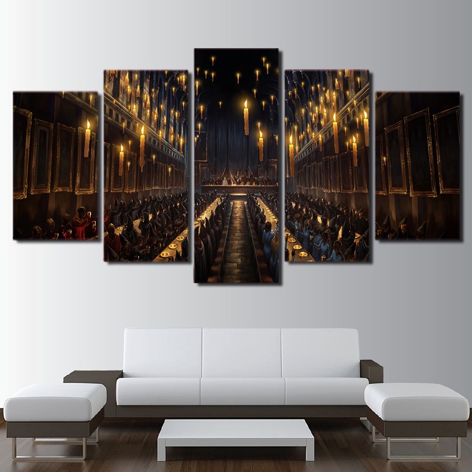 2019 Modern Decoration Living Room Wall Art 5 Panel Harry 2019 Modern Decoration Living Room Wall Art 5 Panel Harry Potter Church Candlelight Picture Magic Canvas Painting Print Frame From Zhu793737893