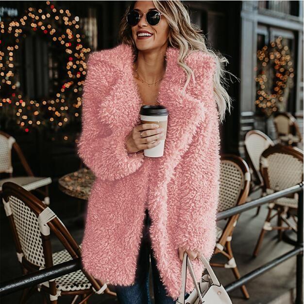 Pale Pink Faux Fur Coat Blush Fake Jacket Women Gy