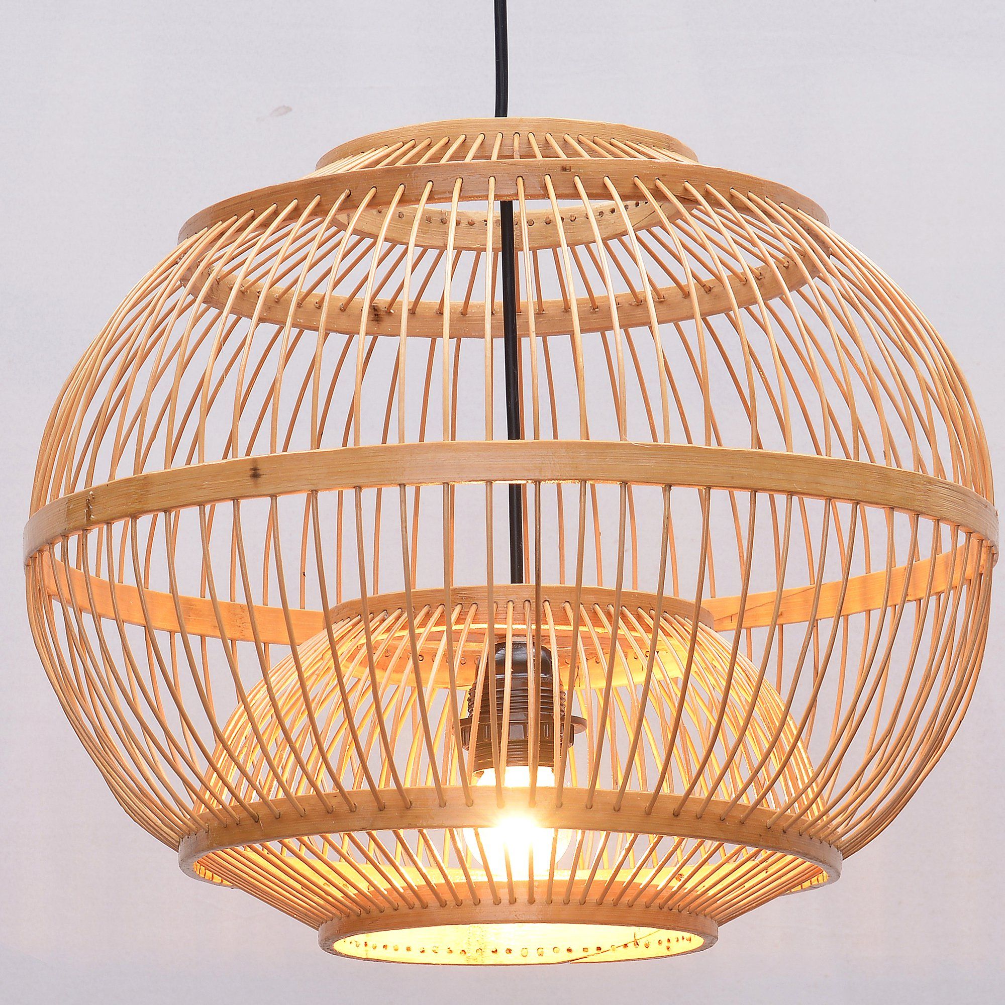 South Asian Bamboo Lantern Dining Room Ceiling Pendant Lamp Japanese Restaurant Lights Country Rustic Hanging Lamps