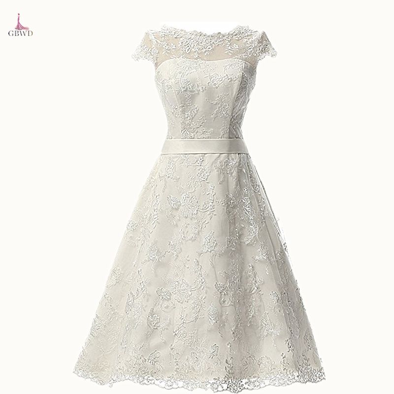 compre barato 2018 marfil simple una línea de vestido de novia corto