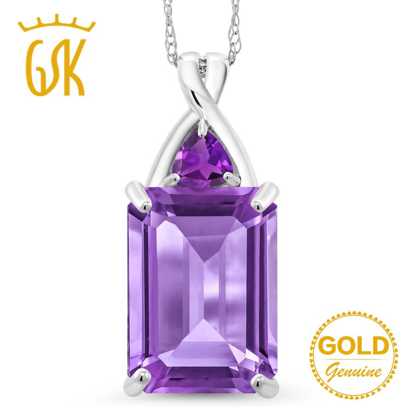 2019 Gemstoneking 7 21 Ct Emerald Cut Natural Purple Amethyst 2019 Gemstoneking 7 21 Ct Emerald Cut Natural Purple Amethyst Solitaire Pendant 10k White Gold Wedding Necklace For Women From Wutiamou 284 17 Dhgate