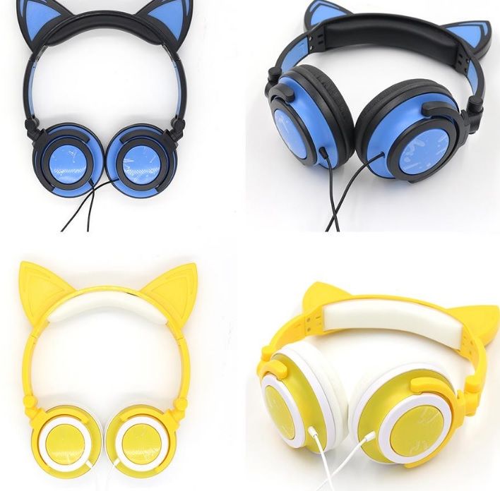 New Rechargeable Cat Ear Headphones Fully LED Lighting Kitty Cats