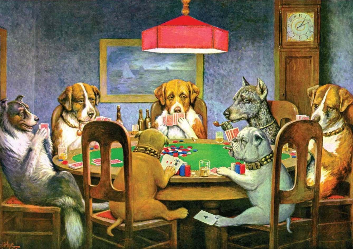 Dogs Playing Poker Decor Art Silk Poster 24x36 24x43 Decorative Mirror