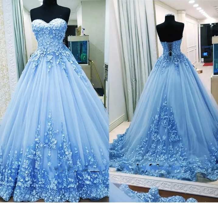 compre vestidos de fiesta elegantes y de color celeste claro