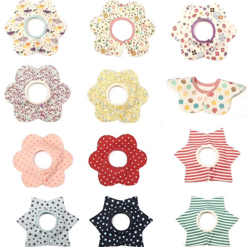 Star Flowers Adorable Baby Bib Large Embroidery