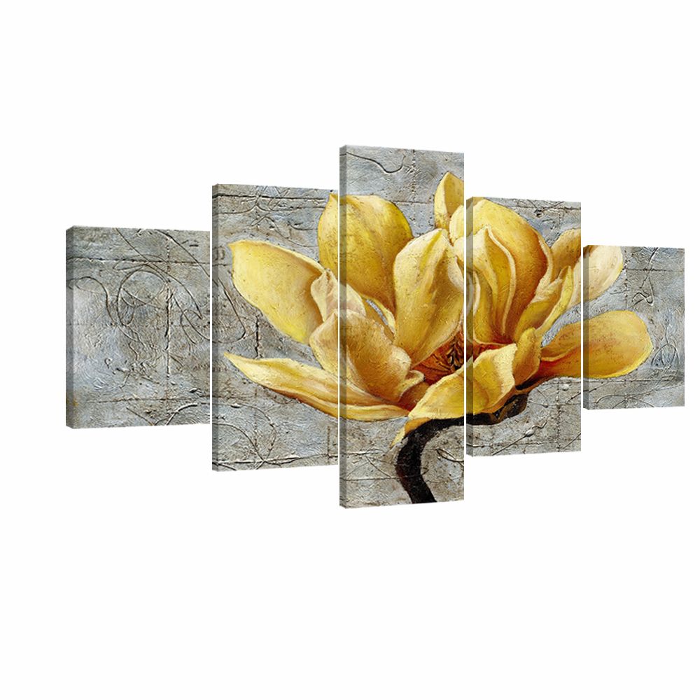 2021 Yellow And Grey Flower Wall Art Abstract Oil Print On Canvas Home