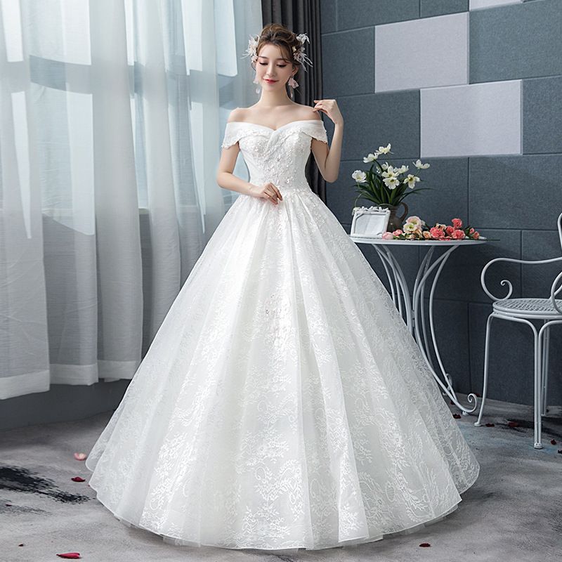 Mingli Tengda Robe De Mariée Col Bateau Plus La Taille 2018 Robe De Mariée Princesse élégante Dream Off L épaule Dentelle Robe De Mariée